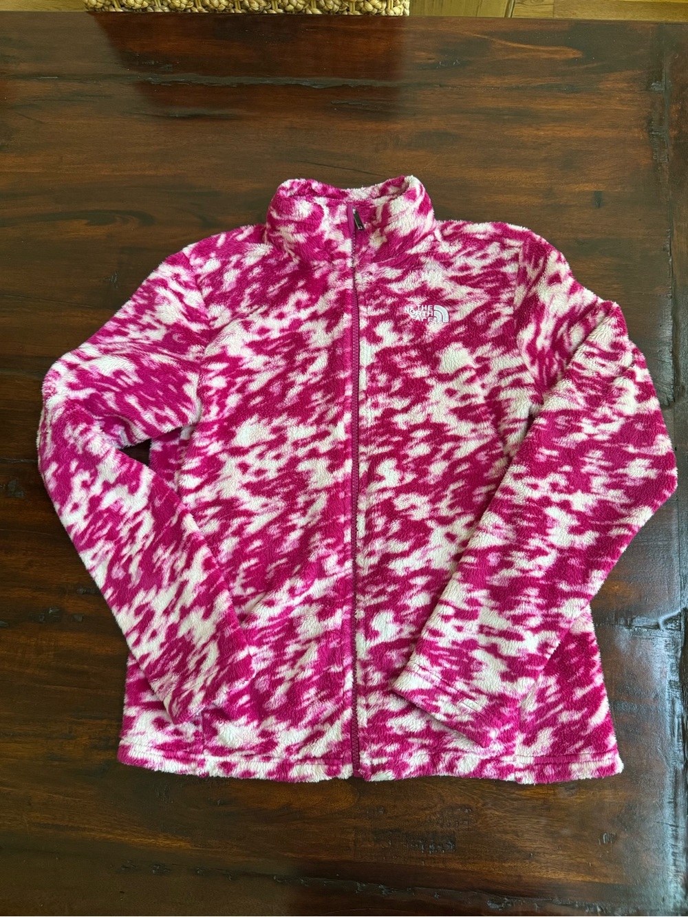 The North Face Girls Osolita Full-Zip Jacket Pink White Fleece Size XL 14-16